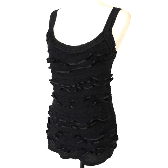 Express Black Ruffled Trimmed Tank Top Women’s Size M - Picture 1 of 7